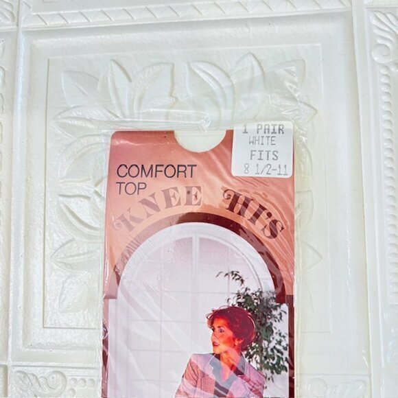 Vintage Comfort Top Knee‎ Hi's WHITE Size 8 1/2-11 2 Pairs USA MADE - Picture 3 of 5